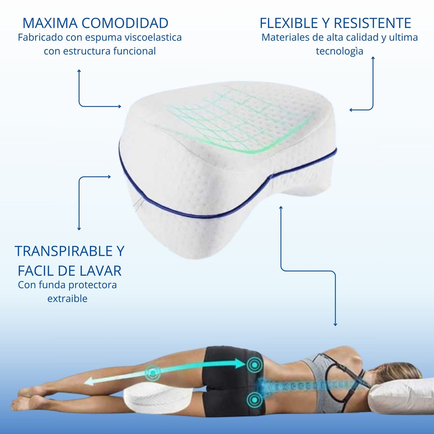 Almohada Ergonómica para Mejorar la Postura y Eliminar Dolores de espalda y cadera